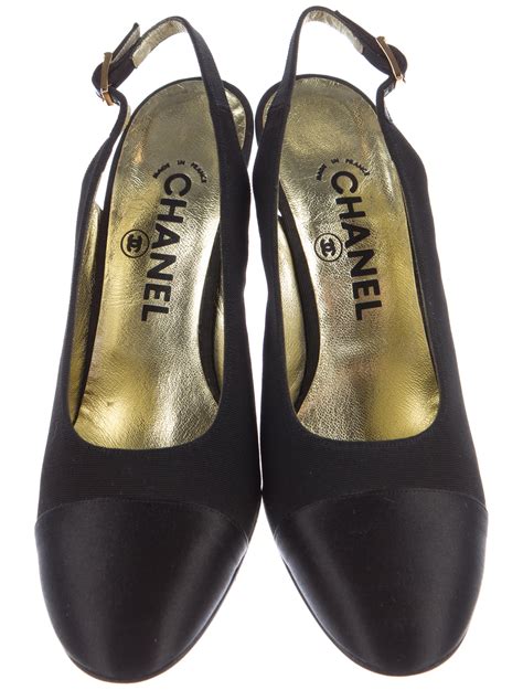 chanel closed toe shoes|Chanel cap toe slingback pumps.